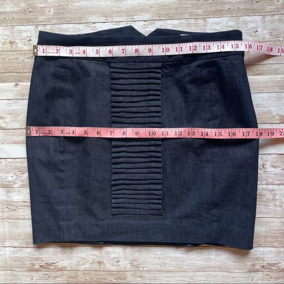 Leifsdottir Denim Mini Skirt Pleated Ruffle Front Dark Blue Wash Size 6 - Picture 8 of 11